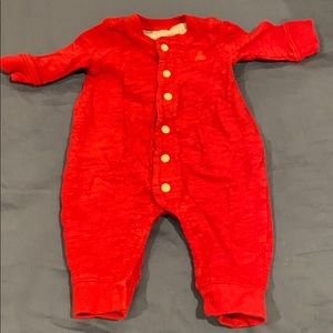 Cute little red romper with button button!